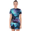 Abstract Graphics Nebula Psychedelic Space Drop Hem Mini Chiffon Dress View1