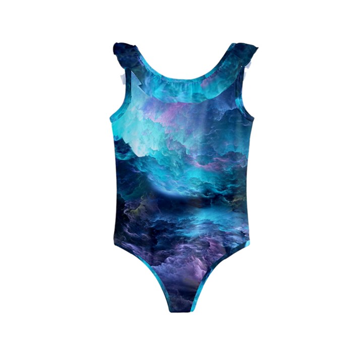 Abstract Graphics Nebula Psychedelic Space Kids  Frill Swimsuit