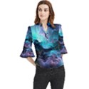 Abstract Graphics Nebula Psychedelic Space Loose Horn Sleeve Chiffon Blouse View1