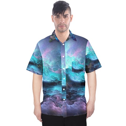 Abstract Graphics Nebula Psychedelic Space Men s Hawaii Shirt by 99art