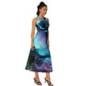 Abstract Graphics Nebula Psychedelic Space Sleeveless Cross Front Cocktail Midi Chiffon Dress View3