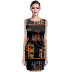 Assorted Title Of Books Piled In The Shelves Assorted Book Lot Inside The Wooden Shelf Sleeveless Velvet Midi Dress