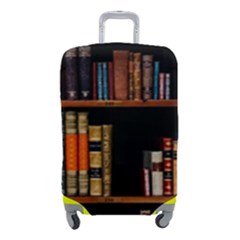 Assorted Title Of Books Piled In The Shelves Assorted Book Lot Inside The Wooden Shelf Luggage Cover (small) by 99art