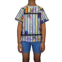 Cassette Tape Music Vintage 1980s 70s Kids  Short Sleeve Swimwear by 99art