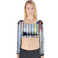 Cassette Tape Music Vintage 1980s 70s Long Sleeve Crop Top by 99art