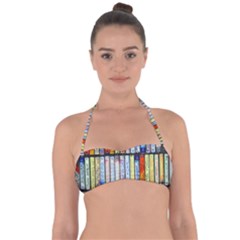 Cassette Tape Music Vintage 1980s 70s Halter Bandeau Bikini Top by 99art