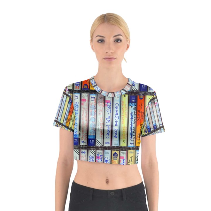 Cassette Tape Music Vintage 1980s 70s Cotton Crop Top