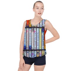 Cassette Tape Music Vintage 1980s 70s Bubble Hem Chiffon Tank Top by 99art