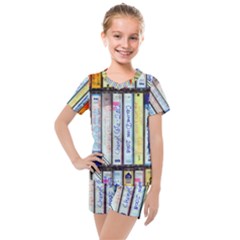 Cassette Tape Music Vintage 1980s 70s Kids  Mesh Tee And Shorts Set