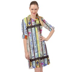 Cassette Tape Music Vintage 1980s 70s Long Sleeve Mini Shirt Dress by 99art