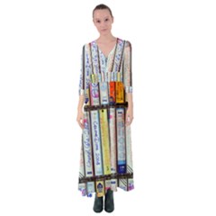 Cassette Tape Music Vintage 1980s 70s Button Up Maxi Dress by 99art