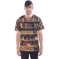 Books On Bookshelf Assorted Color Book Lot In Bookcase Library Men s Sport Mesh Tee