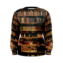 Books On Bookshelf Assorted Color Book Lot In Bookcase Library Women s Sweatshirt