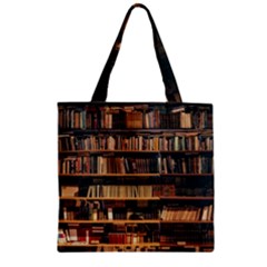 Books On Bookshelf Assorted Color Book Lot In Bookcase Library Zipper Grocery Tote Bag