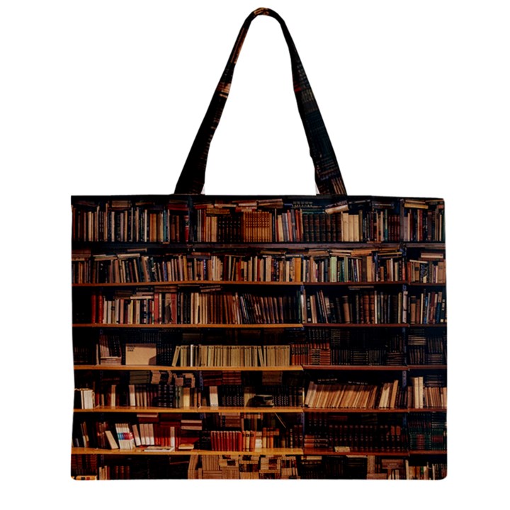 Books On Bookshelf Assorted Color Book Lot In Bookcase Library Zipper Mini Tote Bag