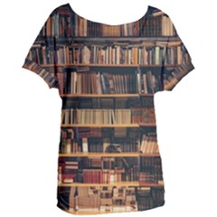 Books On Bookshelf Assorted Color Book Lot In Bookcase Library Women s Oversized Tee