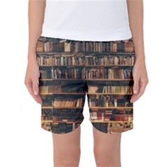 Books On Bookshelf Assorted Color Book Lot In Bookcase Library Women s Basketball Shorts