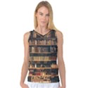 Books On Bookshelf Assorted Color Book Lot In Bookcase Library Women s Basketball Tank Top View1