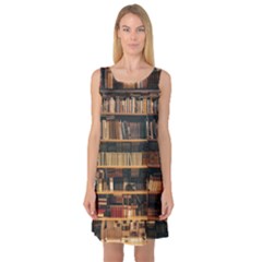 Books On Bookshelf Assorted Color Book Lot In Bookcase Library Sleeveless Satin Nightdress