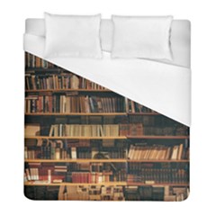 Books On Bookshelf Assorted Color Book Lot In Bookcase Library Duvet Cover (Full/ Double Size)