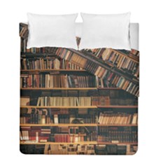 Books On Bookshelf Assorted Color Book Lot In Bookcase Library Duvet Cover Double Side (Full/ Double Size)