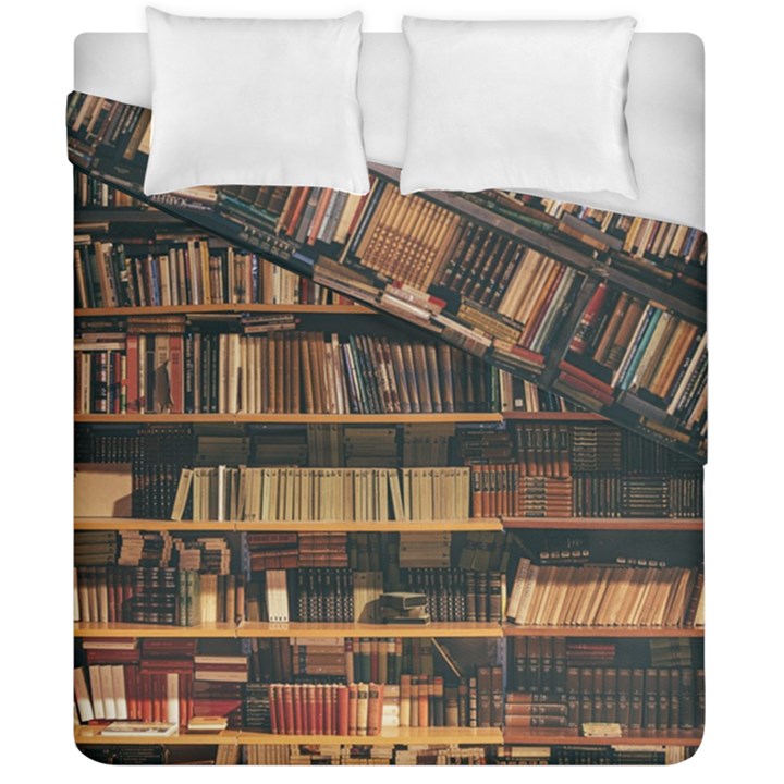 Books On Bookshelf Assorted Color Book Lot In Bookcase Library Duvet Cover Double Side (California King Size)