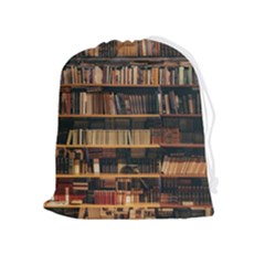 Books On Bookshelf Assorted Color Book Lot In Bookcase Library Drawstring Pouch (XL)