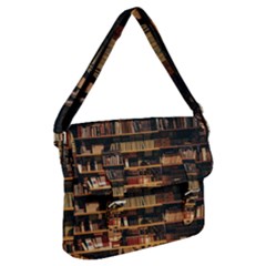 Books On Bookshelf Assorted Color Book Lot In Bookcase Library Buckle Messenger Bag