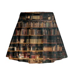 Books On Bookshelf Assorted Color Book Lot In Bookcase Library Mini Flare Skirt