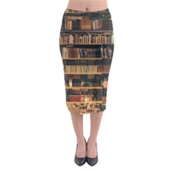 Books On Bookshelf Assorted Color Book Lot In Bookcase Library Midi Pencil Skirt