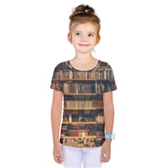 Books On Bookshelf Assorted Color Book Lot In Bookcase Library Kids  One Piece Tee