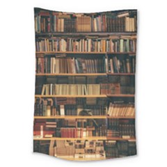 Books On Bookshelf Assorted Color Book Lot In Bookcase Library Large Tapestry