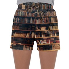 Books On Bookshelf Assorted Color Book Lot In Bookcase Library Sleepwear Shorts