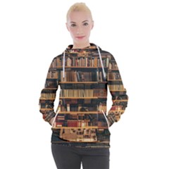 Books On Bookshelf Assorted Color Book Lot In Bookcase Library Women s Hooded Pullover