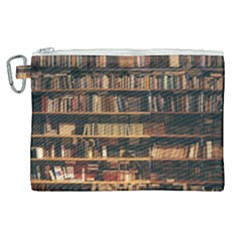 Books On Bookshelf Assorted Color Book Lot In Bookcase Library Canvas Cosmetic Bag (XL)