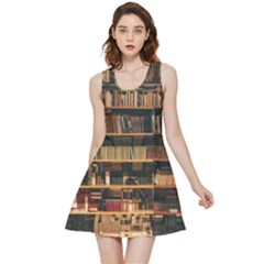 Books On Bookshelf Assorted Color Book Lot In Bookcase Library Inside Out Reversible Sleeveless Dress by 99art