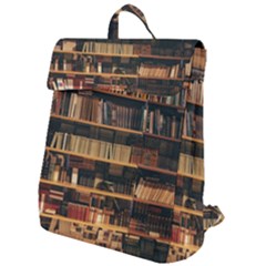 Books On Bookshelf Assorted Color Book Lot In Bookcase Library Flap Top Backpack