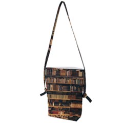 Books On Bookshelf Assorted Color Book Lot In Bookcase Library Folding Shoulder Bag by 99art