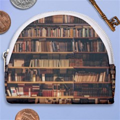 Books On Bookshelf Assorted Color Book Lot In Bookcase Library Horseshoe Style Canvas Pouch