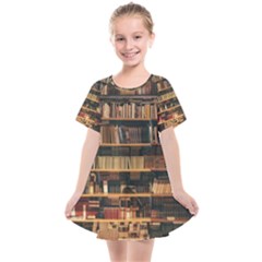 Books On Bookshelf Assorted Color Book Lot In Bookcase Library Kids  Smock Dress