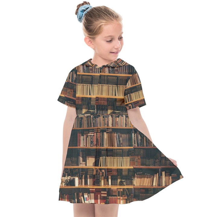 Books On Bookshelf Assorted Color Book Lot In Bookcase Library Kids  Sailor Dress