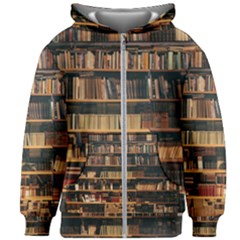 Books On Bookshelf Assorted Color Book Lot In Bookcase Library Kids  Zipper Hoodie Without Drawstring