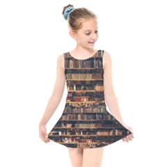 Books On Bookshelf Assorted Color Book Lot In Bookcase Library Kids  Skater Dress Swimsuit