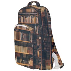 Books On Bookshelf Assorted Color Book Lot In Bookcase Library Double Compartment Backpack