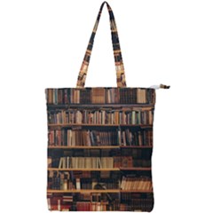 Books On Bookshelf Assorted Color Book Lot In Bookcase Library Double Zip Up Tote Bag