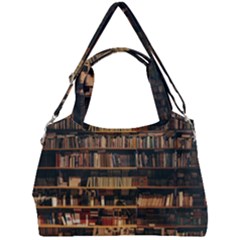 Books On Bookshelf Assorted Color Book Lot In Bookcase Library Double Compartment Shoulder Bag