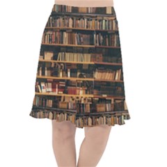 Books On Bookshelf Assorted Color Book Lot In Bookcase Library Fishtail Chiffon Skirt