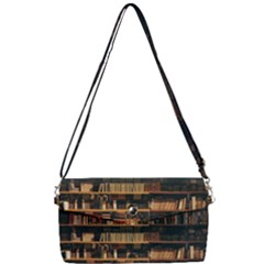 Books On Bookshelf Assorted Color Book Lot In Bookcase Library Removable Strap Clutch Bag