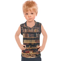 Books On Bookshelf Assorted Color Book Lot In Bookcase Library Kids  Sport Tank Top