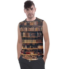 Books On Bookshelf Assorted Color Book Lot In Bookcase Library Men s Regular Tank Top